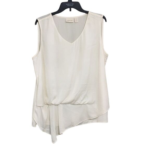 Chico's ivory sleeveless top v-neck asymmetrical Sz 16 - Picture 1 of 5